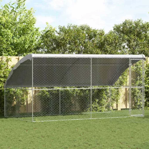  Kutyaház tárolóval 2 pcs Ezüst 4 x 2 x 2 m Acél