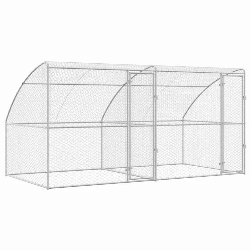  Kutyaház tárolóval 2 pcs Ezüst 4 x 2 x 2 m Acél