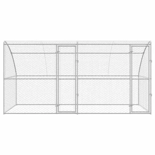  Kutyaház tárolóval 2 pcs Ezüst 4 x 2 x 2 m Acél