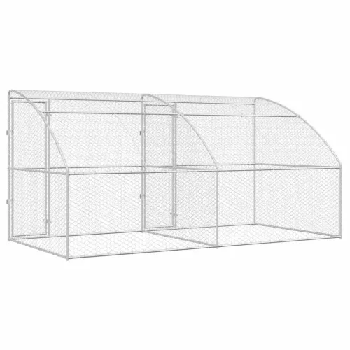  Kutyaház tárolóval 2 pcs Ezüst 4 x 2 x 2 m Acél