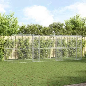  Kutyaház tárolóval 3 pcs Ezüst 6 x 2 x 2 m Acél
