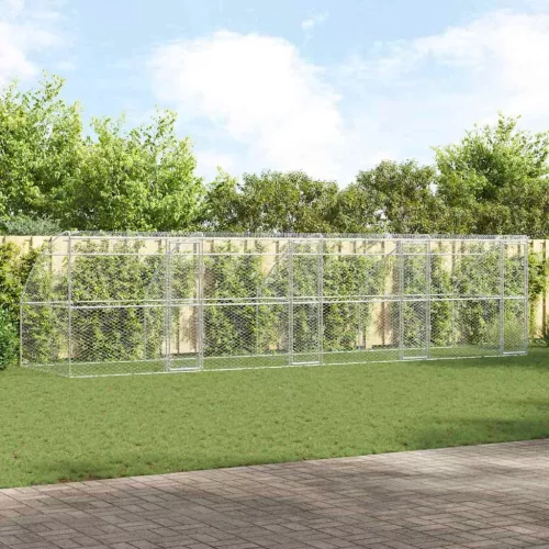  Kutyaház tárolóval 4 pcs Ezüst 8 x 2 x 2 m Acél