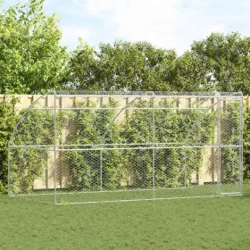  Kutyaház tárolóval 2 pcs Ezüst 4 x 2 x 2 m Acél