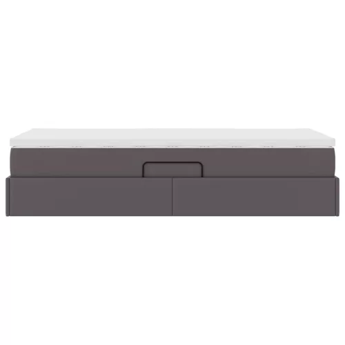  Ágy tárolóval és matraccal matracmal Szürke 90 x 200 cm Műbőr
