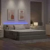  Ágy LED -es lámpákkal Világosszürke 180 x 200 cm szövet