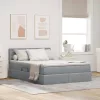  Ágy LED -es lámpákkal Világosszürke 140 x 200 cm szövet