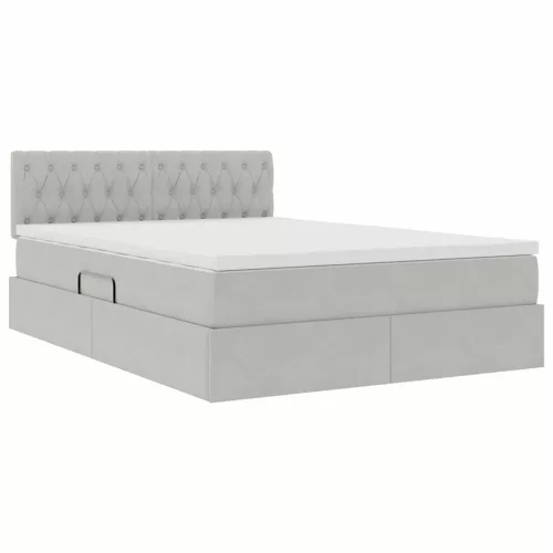  Ágy LED -es lámpákkal Világosszürke 140 x 190 cm Bársony