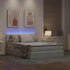  Ágy LED -es lámpákkal Világosszürke 140 x 190 cm Bársony