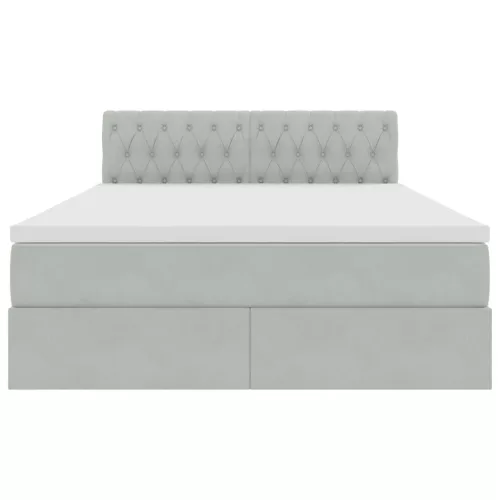  Ágy LED -es lámpákkal Világosszürke 140 x 190 cm Bársony