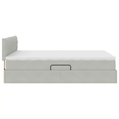  Ágy LED -es lámpákkal Világosszürke 140 x 190 cm Bársony