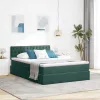  Ágy LED -es lámpákkal tárolóval Sötétzöld 140 x 190 cm Bársony