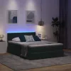  Ágy LED -es lámpákkal tárolóval Sötétzöld 140 x 190 cm Bársony