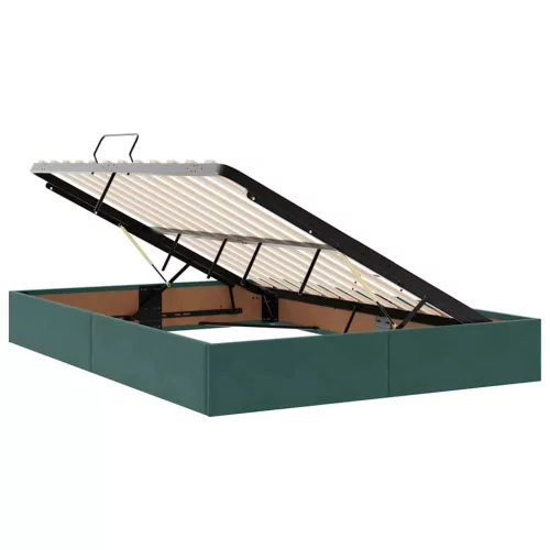  Ágy LED -es lámpákkal tárolóval Sötétzöld 140 x 190 cm Bársony