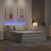 Ágy LED -es lámpákkal Világosszürke 140 x 200 cm Bársony