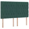  Ágy tárolóval és LED lámpával Sötétzöld 140 x 190 cm Bársony