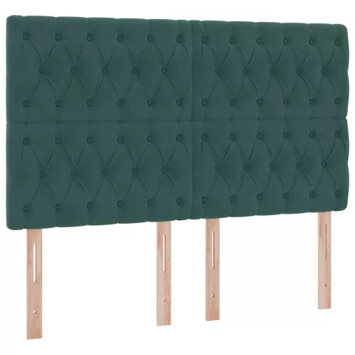  Ágy tárolóval és LED lámpával Sötétzöld 140 x 190 cm Bársony
