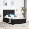  Ágy tárolóval és LED lámpával Fekete 140 x 200 cm Bársony