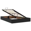  Ágy tárolóval és LED lámpával Fekete 140 x 200 cm Bársony