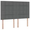 Ágy LED -es lámpákkal tárolóval Sötétszürke 140 x 200 cm szövet