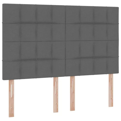  Ágy LED -es lámpákkal tárolóval Sötétszürke 140 x 200 cm szövet