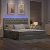  Ágy LED -es lámpákkal Világosszürke 160 x 200 cm szövet