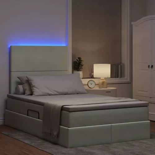  Ágy LED -es lámpákkal Világosszürke 120 x 200 cm Bársony