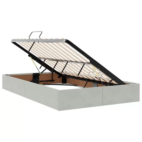 Ágy LED -es lámpákkal Világosszürke 120 x 200 cm Bársony