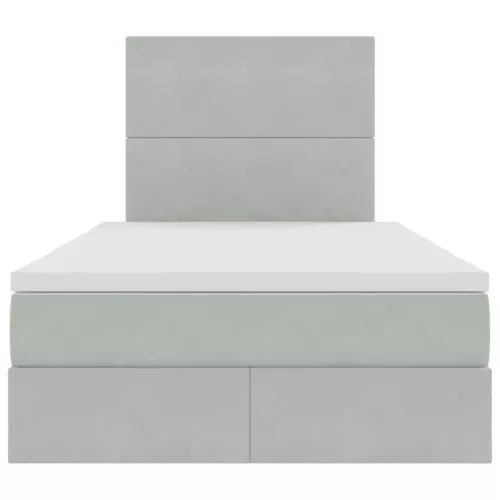  Ágy LED -es lámpákkal Világosszürke 120 x 200 cm Bársony