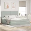  Ágy LED -es lámpákkal Világosszürke 200 x 200 cm Bársony