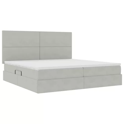 Ágy LED -es lámpákkal Világosszürke 200 x 200 cm Bársony
