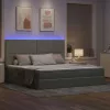  Ágy LED -es lámpákkal Világosszürke 200 x 200 cm Bársony