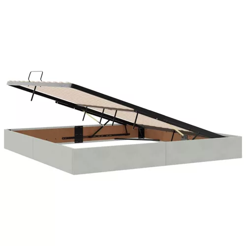  Ágy LED -es lámpákkal Világosszürke 200 x 200 cm Bársony