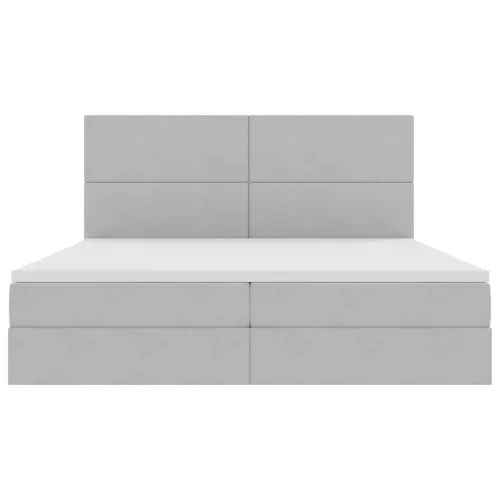 Ágy LED -es lámpákkal Világosszürke 200 x 200 cm Bársony