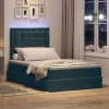  Ágy LED -es lámpákkal tárolóval Sötétzöld 120 x 200 cm Bársony