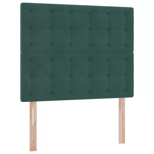  Ágy LED -es lámpákkal tárolóval Sötétzöld 120 x 200 cm Bársony