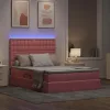  Ágy LED -es lámpákkal tárolóval Rózsaszín 140 x 200 cm Bársony