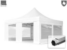   Professional összecsukható sátor PROFESSIONAL 620g/m2 tűzálló ponyvával, alumínium szerkezettel, 4 oldalfallal, panoráma ablakkal - 5x5m fehér