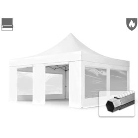   TP 5x5m összecsukható 850N alumínium pavilon, 4 db oldalfallal, tűzálló - fehér