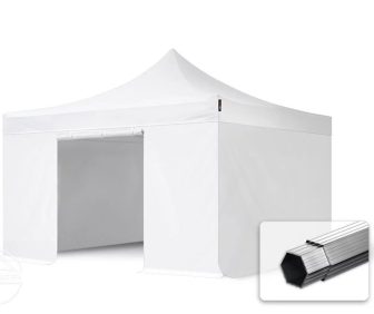Professional összecsukható sátrak PROFESSIONAL 400g/m2 ponyvával, alumínium szerkezettel, 4 oldalfallal, ablak nélkül - 4x4m fehér