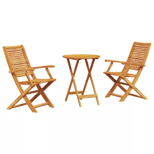  Összecsukható Bistro Szett 3 pcs Barna Tömör Akácfa