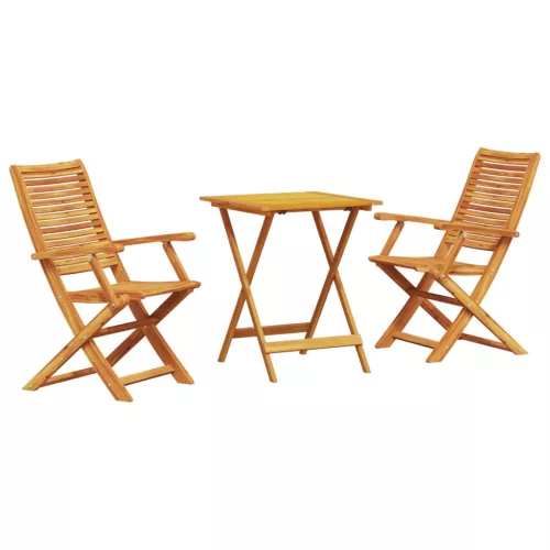  Összecsukható Bistro Szett 3 pcs Barna Tömör Akácfa