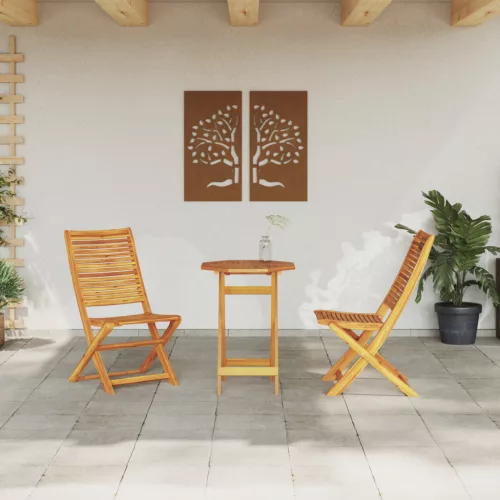  3 darabos összecsukható bistro szett tömör akácfából
