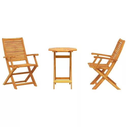  Összecsukható Bistro Szett 3 pcs Barna Tömör Akácfa