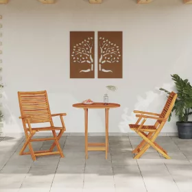  Összecsukható Bistro Szett 3 pcs Barna Tömör Akácfa