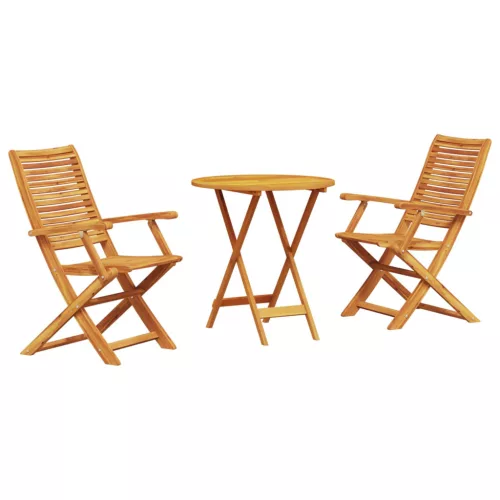  Összecsukható Bistro Szett 3 pcs Barna Tömör Akácfa