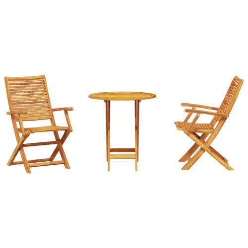  Összecsukható Bistro Szett 3 pcs Barna Tömör Akácfa
