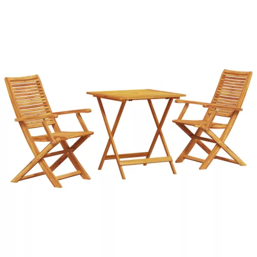  Összecsukható Bistro Szett 3 pcs Barna Tömör Akácfa