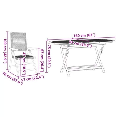  Kert étkező szett 5 pcs Bézs Tömör Akácfa
