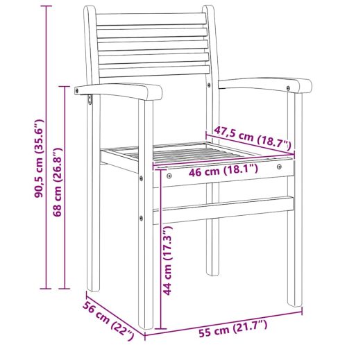  Szék 6 pcs Barna 56 x 55 x 90.5 cm Tömör Teakfa