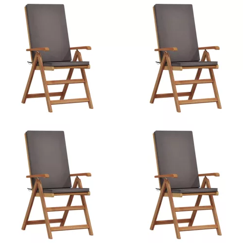  Dönthető Kerti Székek párnákkal 4 db Tömör Tíkfából